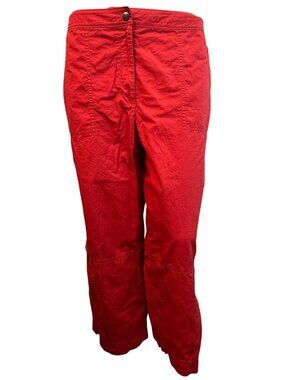 Chico's Size 2 XL 12 Lightweight Red Cropped Cargo Pants Travel Casual
